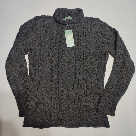 LRL Lauren Ralph Lauren knit sweater women's size M black colour turtle neck NWT - Picture 1 of 11